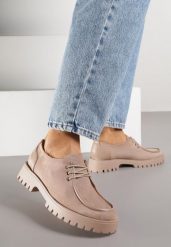 Ciemnobeżowe Sznurowane Półbuty Mokasyny w Żeglarskim Stylu Charnys. Brązowe mokasyny damskie Born2be, z jeansu. Za 119.99 zł.