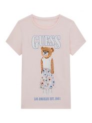 Guess T-Shirt J6RI10 K6YW4 Różowy Regular Fit. Czerwone koszulki dziewczęce Guess, z aplikacjami, z bawełny, bez ramiączek. Za 119.99 zł.