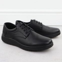 Półbuty męskie eleganckie czarne Unisoft 7156. Czarne buty wizytowe męskie marka niezdefiniowana, ze skóry ekologicznej, bez zapięcia. Za 132.99 zł.