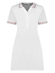 Geographical Norway Sukienka polo "Jamaela" w kolorze białym rozmiar: XL. Białe sukienki damskie Geographical Norway, xl, bez wzorów, bez kołnierzyka, bez ramiączek, mini. Za 83.22 zł.