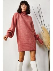 Olalook Sukienka dzianinowa w kolorze jasnoróżowym rozmiar: onesize. Różowe sukienki damskie Olalook, bez wzorów, z dzianiny, bez kołnierzyka, bez ramiączek, midi. Za 113.90 zł.