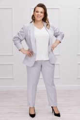 Elegancki żakiet Neva w popielatym kolorze XXL OVERSIZE WIOSNA. Szare marynarki i żakiety damskie Moda Size Plus Iwanek, s, bez wzorów, z bawełny, eleganckie. W wyprzedaży za 159.90 zł.