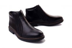 RIEKER TEX 33160-00 black, botki męskie. Czarne buty zimowe męskie Rieker, na zimę, z wełny, bez zapięcia. Za 439.90 zł.