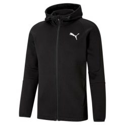 Bluza z kapturem Puma Evostripe Core Fz, Mężczyźni. Czarne bluzy sportowe męskie Puma, bez wzorów, z bawełny, bez kołnierzyka, bez ramiączek. Za 363.60 zł.