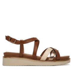 Sandały Tamaris. Brązowe sandały damskie Tamaris, bez wzorów, bez obcasa, na płaskiej podeszwie. Za 369.99 zł.