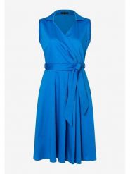 More & More Sukienka w kolorze niebieskim rozmiar: 42. Niebieskie sukienki damskie MORE & MORE, bez wzorów, bez kołnierzyka, bez ramiączek, midi, kopertowe. Za 156.98 zł.