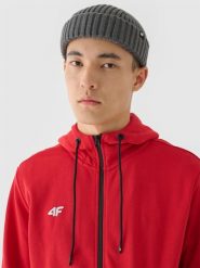 4F Bluza dresowa rozpinana z kapturem męska - czerwona 3XL. Czerwone bluzy z kapturem męskie 4f, m, z bawełny. Za 189.99 zł.