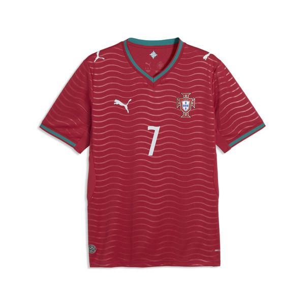Męska domowa koszulka zawodnika reprezentacji Portugalii 2026 PUMA. Czerwone t-shirty sportowe męskie Puma, m, z materiału, bez ramiączek, do piłki nożnej. Za 589.42 zł.