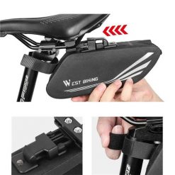 Wodoodporna tylna torba rowerowa. Czarne torebki klasyczne damskie WEST BIKING, bez wzorów, z materiału, bez dodatków. Za 111.60 zł.