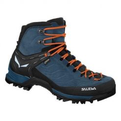 Buty trekkingowe męskie Salewa Mtn Trainer Mid Gtx. Niebieskie buty trekkingowe męskie Salewa, na zimę, z nylonu, bez zapięcia. Za 1,289.99 zł.
