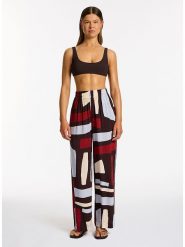 Jets Spodnie w kolorze bordowo-błękitno-kremowym rozmiar: S. Czerwone spodnie materiałowe damskie Jets, bez wzorów, z materiału, z podwyższonym stanem. Za 240.99 zł.