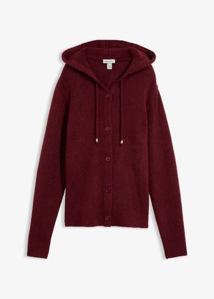 Sweter rozpinany z kapturem. Żółte kardigany damskie bonprix, bez wzorów. Za 129.99 zł.