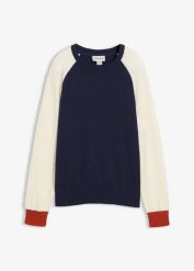 Sweter z cienkiej dzianiny z domieszką bawełny i raglanowymi rękawami. Brązowe swetry klasyczne damskie bonprix, z bawełny, bez kołnierzyka. Za 94.99 zł.