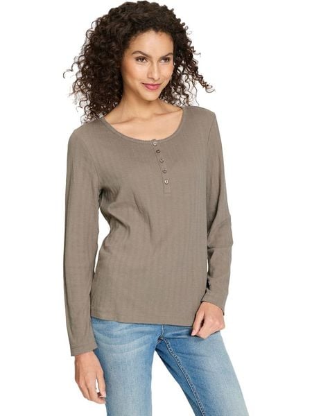 Heine Koszulka w kolorze szarobrązowym rozmiar: 44. Brązowe bluzki damskie Heine, bez wzorów, prążkowane, bez kołnierzyka. Za 56.99 zł.