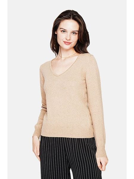 ASSUILI Sweter w kolorze jasnobrązowym rozmiar: 38. Brązowe swetry klasyczne damskie Assuili, bez kołnierzyka. Za 170.07 zł.