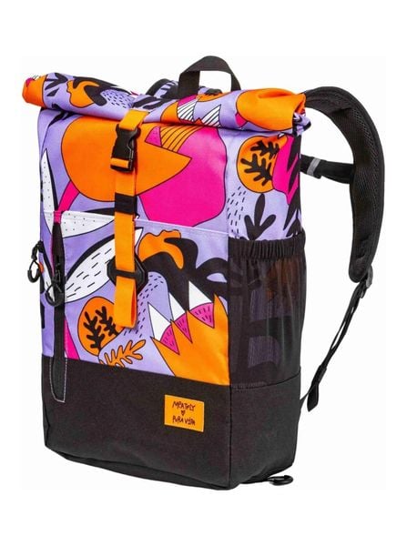 Plecak typu roll-top Holler Lila Love 28L Meatfly. Fioletowe plecaki damskie Meatfly, z aplikacjami, z materiału. Za 288.99 zł.