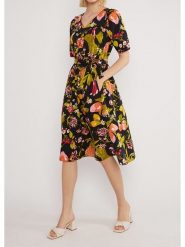 Blutsgeschwister Sukienka "Romancetutti" w kolorze zielono-czarnym rozmiar: S. Czarne sukienki damskie Blutsgeschwister, s, bez wzorów, z bawełny, bez kołnierzyka, bez ramiączek, midi. Za 205.93 zł.
