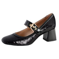 Baleriny Geox D Seyla D - Paillettes+GBK PAT - Kobieta. Czarne baleriny damskie Geox, bez wzorów, z materiału, bez obcasa. Za 460.35 zł.