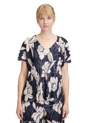 Vera Mont Bluzka w kolorze granatowo-beżowym rozmiar: 48. Brązowe bluzki damskie Vera Mont, bez wzorów, bez kołnierzyka, bez ramiączek. Za 130.99 zł.