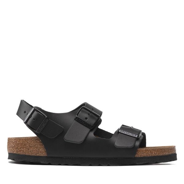 Sandały Birkenstock. Czarne sandały damskie Birkenstock, bez wzorów, bez obcasa, na płaskiej podeszwie. Za 489.99 zł.