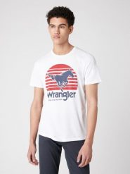 WRANGLER SS HORSE TEE MĘSKI T-SHIRT WHITE W7G1D3989 112131823. Białe t-shirty męskie Wrangler, m, bez wzorów, bez kołnierzyka. Za 69.99 zł.