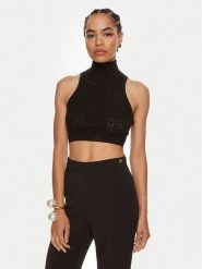 Elisabetta Franchi Golf TK-28B-46E2 Czarny Slim Fit. Czarne golfy damskie Elisabetta Franchi, bez wzorów, z wiskozy, bez ramiączek. Za 519.99 zł.
