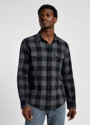 LEE MĘSKA KOSZULA CLEAN WESTERN SHIRT STATIC GRAY 112355745 L66R008549. Szare koszule męskie Lee, l, bez wzorów, bez kołnierzyka, bez ramiączek. Za 139.99 zł.