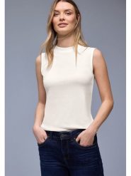 Street One Top w kolorze kremowym rozmiar: 46. Brązowe topy damskie Street One, bez wzorów, bez kołnierzyka. Za 65.85 zł.