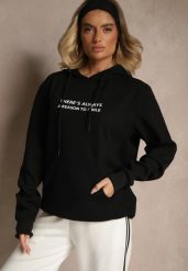 Czarna Bluza z Kapturem Kangurka z Napisem Lunirin. Czarne bluzy z kapturem damskie Renee, l, z jeansu. Za 59.99 zł.