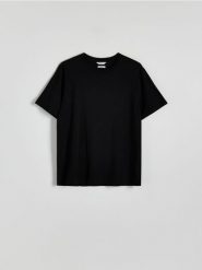 T-shirt regular z włóknem bambusowym - czarny. Czarne t-shirty męskie Reserved, l, bez wzorów, z dzianiny, bez kołnierzyka. Za 89.99 zł.