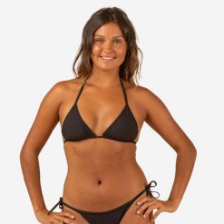 Góra kostiumu kąpielowego surfingowego damska Olaian Mae Simy. Zielone bikini damskie Decathlon, bez wzorów. Za 29.99 zł.