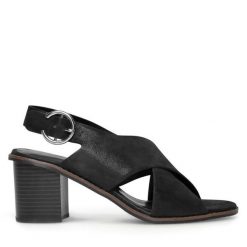 Sandały Lasocki. Czarne sandały damskie Lasocki, bez wzorów, bez obcasa, na słupku. Za 199.99 zł.