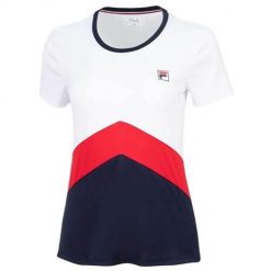 Koszulka treningowa damska Fila Aurelia. Białe bluzki sportowe damskie Fila, l, z materiału, bez kołnierzyka, bez ramiączek. Za 155.99 zł.
