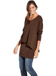 Heine Koszulka w kolorze brązowym rozmiar: 50. Brązowe t-shirty damskie Heine, bez wzorów, bez kołnierzyka. Za 84.40 zł.