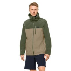 Kurtka wodoodporna Jack Wolfskin Desert Wind. Zielone kurtki męskie Jack Wolfskin, m, bez wzorów, z syntetyku, bez kaptura. Za 534.00 zł.