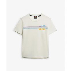 Damska koszulka w paski Superdry. Białe t-shirty damskie Superdry., s, bez wzorów, bez kołnierzyka. Za 135.70 zł.