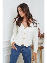 So Cachemire Kardigan "Laem" w kolorze kremowym rozmiar: L. Brązowe kardigany damskie So Cachemire, l, bez wzorów, z kaszmiru. Za 178.37 zł.