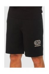 EMPORIO ARMANI Czarne bawełniane szorty z wyszywanym logo. Czarne szorty męskie Emporio Armani, bez wzorów, z bawełny. W wyprzedaży za 599.99 zł.