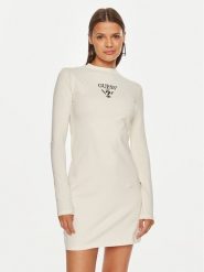 Guess Sukienka codzienna Colette Jersey V4BK04 KCDH1 Biały Regular Fit. Białe sukienki damskie Guess, na co dzień, xs, z aplikacjami, z bawełny, bez kołnierzyka, bez ramiączek, proste. Za 199.99 zł.