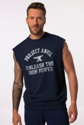 Męska Bluza Iron Anvil fitness oversize szybkoschnąca do roz. 7 XL. Niebieskie bluzy sportowe męskie JAY-PI, bez wzorów, z bawełny, bez kołnierzyka, bez ramiączek. Za 159.99 zł.