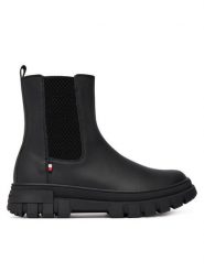 Tommy Hilfiger Botki T3X5-35295-1355 S Czarny. Czarne botki dziewczęce Tommy Hilfiger, bez wzorów, ze skóry, bez ramiączek. Za 439.99 zł.