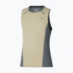 Koszulka do biegania męska Mizuno Active DryAeroFlow Tank Top. Brązowe t-shirty sportowe męskie Mizuno, m, z materiału, bez ramiączek, do biegania. Za 209.99 zł.