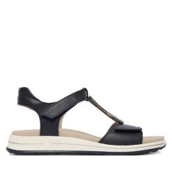 Sandały Ara. Niebieskie sandały damskie Ara, bez wzorów, bez obcasa, na płaskiej podeszwie. Za 489.99 zł.