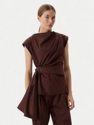 Marella Bluzka Supremo 2613161072 Brązowy Regular Fit. Brązowe topy sportowe damskie Marella, bez wzorów, z bawełny, bez ramiączek. Za 614.99 zł.