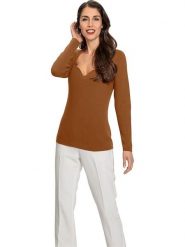 Heine Sweter w kolorze jasnobrązowym rozmiar: 50. Brązowe swetry klasyczne damskie Heine, bez kołnierzyka. Za 72.95 zł.