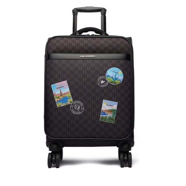 Walizka kabinowa KARL LAGERFELD. Brązowe walizki Karl Lagerfeld, bez wzorów. Za 1,329.00 zł.