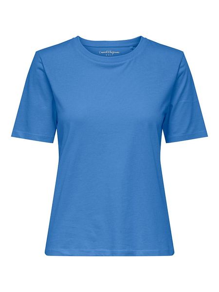 ONLY Koszulka w kolorze niebieskim rozmiar: L. Niebieskie bluzki damskie Only, l, bez wzorów, z bawełny, bez kołnierzyka, bez ramiączek. Za 32.98 zł.