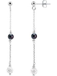Pearline Srebrne kolczyki z kryształkami i perłami w kolorze tahiti rozmiar: onesize. Czarne kolczyki damskie Pearline, z kryształem, srebrne. Za 173.99 zł.