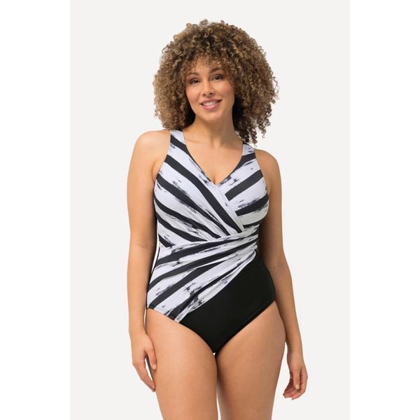 Damski Kostium kąpielowy paski miękkie miseczki drapowanie. Czarne stroje jednoczęściowe damskie Ulla Popken, plus size, bez wzorów, plus size. W wyprzedaży za 237.99 zł.