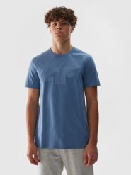 4F T-shirt regular z nadrukiem męski - niebieski XXL. Niebieskie t-shirty męskie 4f, m, bez wzorów, z bawełny, bez kołnierzyka. W wyprzedaży za 39.99 zł.